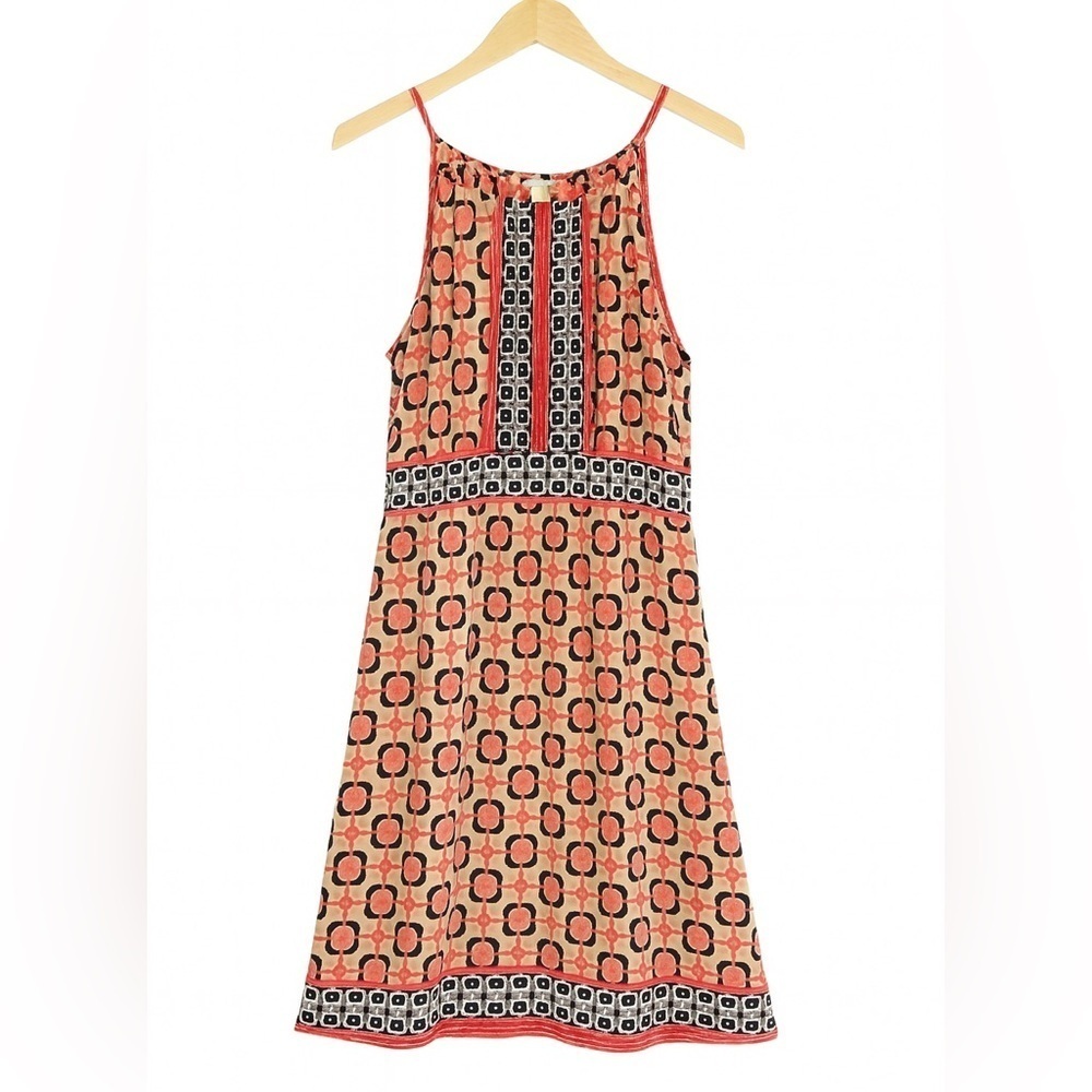 New York & Company Size 4 Women's Medium Halter A Line Coral Patterned Dress.